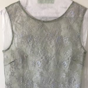 Colette Dinnigan lace top in blue & green